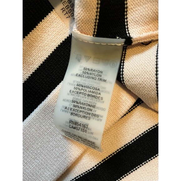 KARL LAGERFELD Black & Pale Pink Blush Striped Stretch Knit Top Sequins XL - Picture 5 of 6